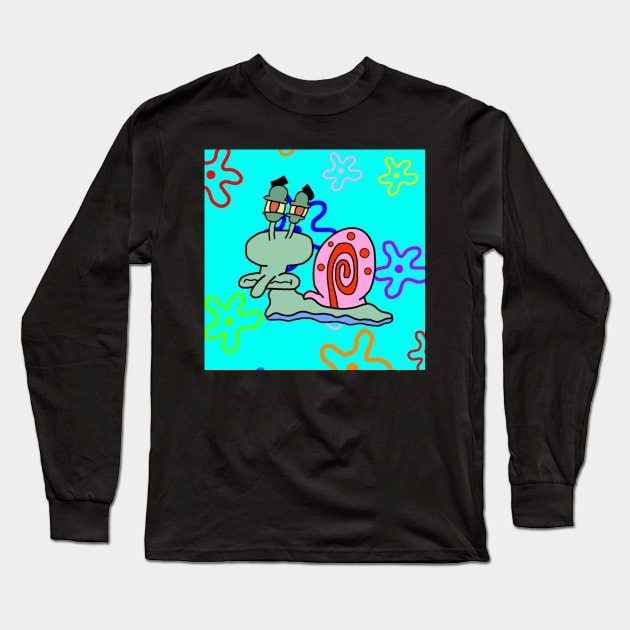 Squidward Snail Long Sleeve T-Shirt by mushriah333